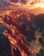© JOE'S SAFARI - A breathtaking sunset over a vast canyon, casting a warm glow on the rugged cliffs.