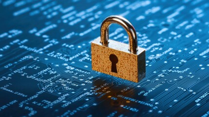 Poster - Digital Security Lock on Circuit Board Background