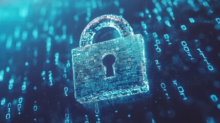 Poster - Digital Lock Symbol with Binary Code Background
