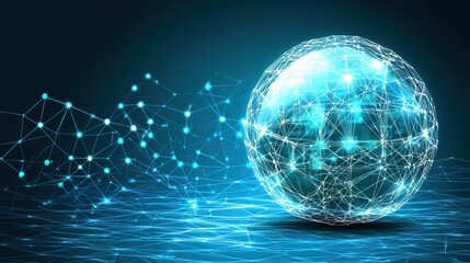 Poster - Digital Globe with Network Connections and Light Effects
