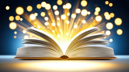 Poster - Magical Open Book with Radiant Light Effects