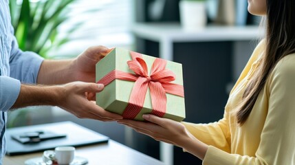 Female's hand holding a gift box