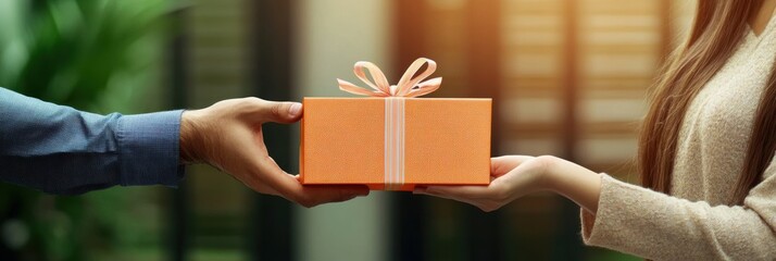 Female's hand holding a gift box