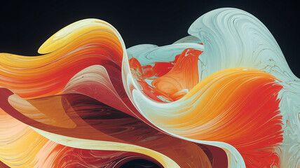 Colorful Abstract background with Flowing Waves in Red and Orange, Generative Ai