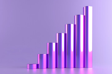 Vibrant Purple Bar Graph on a Gradient Background, modern data visualization, sleek design for business or financial presentations.