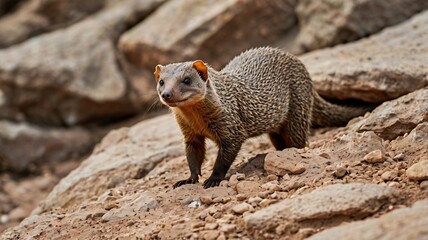 Wall Mural - A detailed close-up photograph of a mongoose