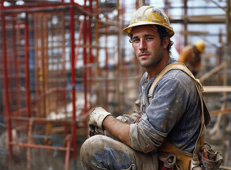 Construction worker on site with arms crossed