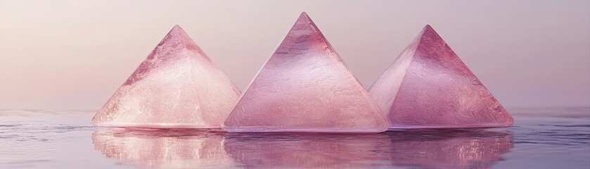 Poster - Neon Lit Pyramids on a Water Surface