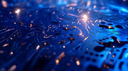 Poster - Abstract Metallic Surface with Glowing Lights