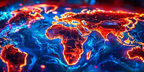 Poster - A colorful globe with red and blue lights on it