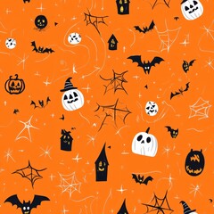 Seamless repetitive pattern tile with pumpkin for Halloween decoration