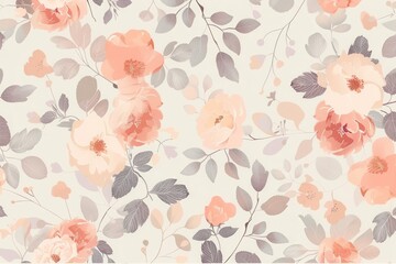 Poster - The delicate floral patterns showcase soft pastel shades, offering a tranquil aesthetic suitable for various design projects and interiors. Generative AI