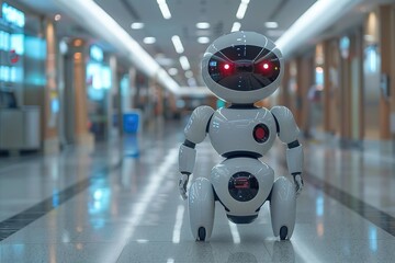 Poster - futuristic healthcare robot elderly patients daily tasks free medication space technology v