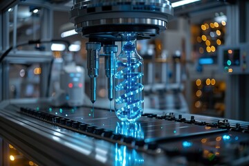 Poster - futuristic medical lab ai robotics personalized medicine technology industrial genetic data