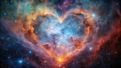 Wall Mural - a celestial embrace a cosmic heart shaped nebula glows in the vast expanse of the universe