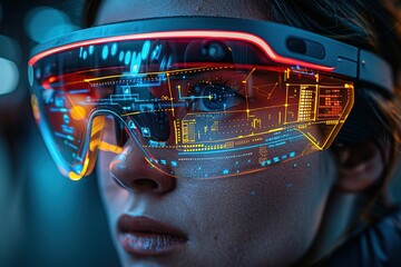 Poster - futuristic smart glasses digital information real world technology enhancing navigation