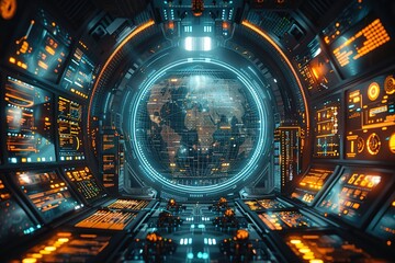 Poster - futuristic virtual marketplace users digital assets nfts technology space environment v free future