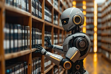 Poster - high-tech ai-driven legal assistant attorneys research draft technology manage cases robot