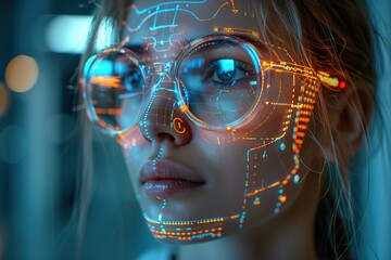 Poster - high-tech ai-driven mental health platform virtual therapy technology emotional digital futuristic