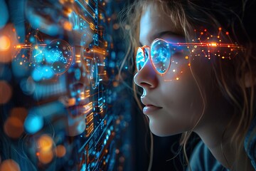 Poster - high-tech educational platform using ai learning paths technology virtual tutors students