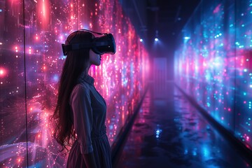 Poster - high-tech entertainment hub virtual reality ai create immersive fully experiences free space