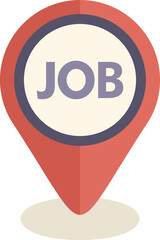 Poster - red map pin pointing job opportunity location, concept for online job searching and recruiting