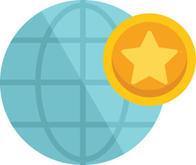 Poster - Blue world grid with a gold coin showing a five star rating