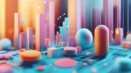Poster - Abstract 3D Rendering of Geometric Shapes and Data Visualizations