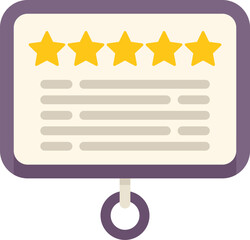 Poster - Hanging sign showing a five star feedback rating with customer review below