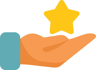Poster - hand is holding a golden star representing a positive review, feedback, or rating
