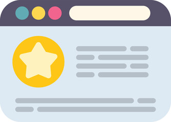 Poster - Browser window displaying customer review with star rating icon, concept of online feedback and evaluation