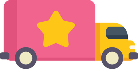 Poster - Delivery truck delivering a big yellow star illustrating a customer rating concept