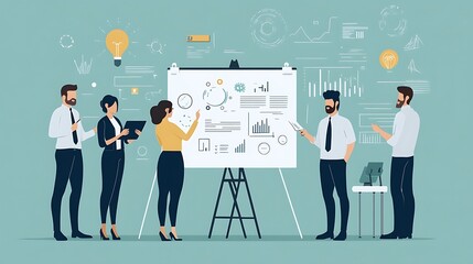 Poster - Business Professionals Presenting Data and Ideas on a Whiteboard