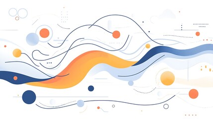 Poster - Abstract Art with Wavy Lines, Circles, and Dots