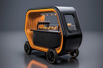 Poster - Minimalist design of a simple street food cart with a few bold lines, capturing the essence of street food in a clean, modern style
