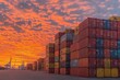 © Smart AI - Colorful Shipping Containers Stacked in an Industrial Storage