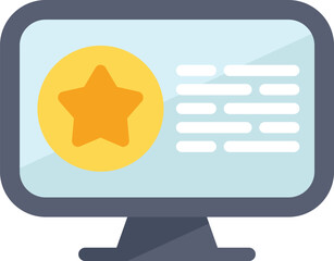 Poster - Desktop computer is displaying a customer review highlighted by a gold star rating