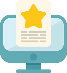 Poster - Desktop computer displaying a customer review with a five star rating, symbolizing positive feedback and satisfaction
