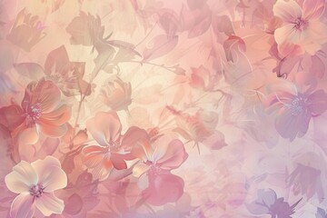 Aufkleber - Soft pastel shades blend with elegant floral patterns, offering a tranquil ambiance ideal for decoration or artistic inspiration. Generative AI