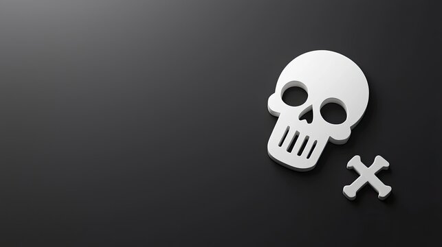 Minimalist Halloween background with clean white skull icon on a flat black background, evoking a simple, spooky atmosphere