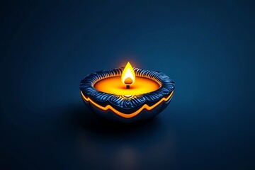 Poster - Simple minimalist icon of a glowing diya (oil lamp) with clean lines, symbolizing the essence of the Festival of Lights