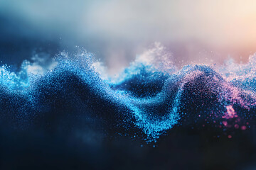 Poster - Abstract blue and pink particle wave.