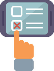 Poster - Hand is selecting an answer in a multiple choice questionnaire using a smartphone