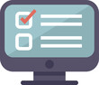 © anatolir - Illustration of a desktop computer displaying an online survey on its screen, with one option already checked