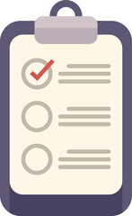 Poster - clipboard with checklist showing check marks for business tasks or agreement, flat vector illustrati