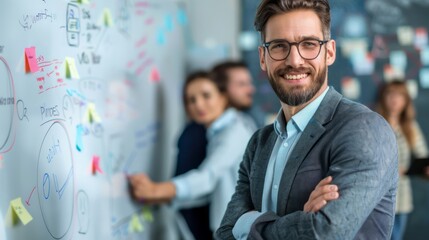 Poster - Businessman Discussing Innovative Solutions in Meeting Room