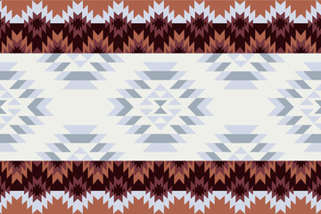 Wall Mural - Navajo pattern.Square shape on grey background.Geometric shape.Brown pattern.Zigzag pattern.Seamless.Triangle shape.DIgital design.Illustration.Line.Design for skirt.Clothes.Carpet.Printing. Knitting