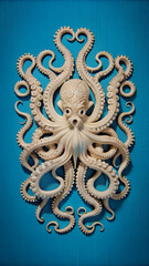 porcelain bas-relief depicting majestic tentacles. Generative AI