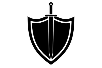 shield and sword silhouette vector illustration