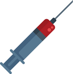 Poster - medical syringe filled with red liquid is laying on a white background